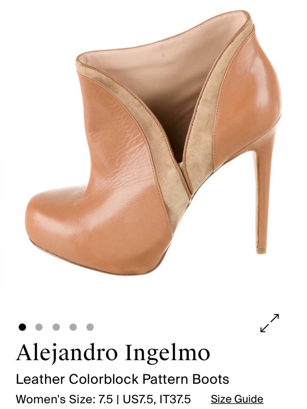 Alejandro Ingelmo Tan and Beige Leather Colorblock Ankle Boots